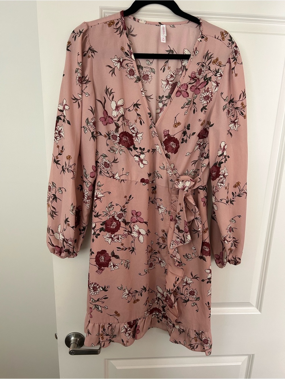 Xhilaration Pink Floral Midi Wrap Dress